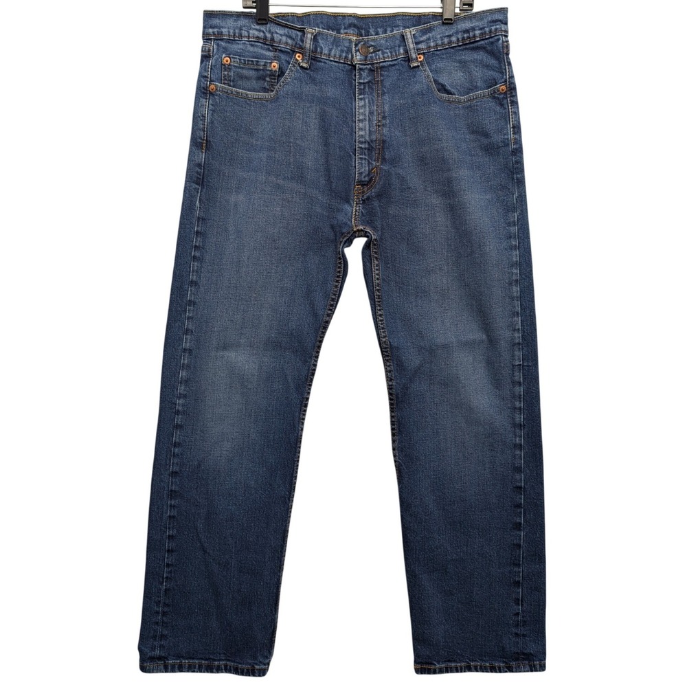 Levis 505 Regular Fit Mens 38x30 Blue Medium Wash Straight Leg Stretch Jeans